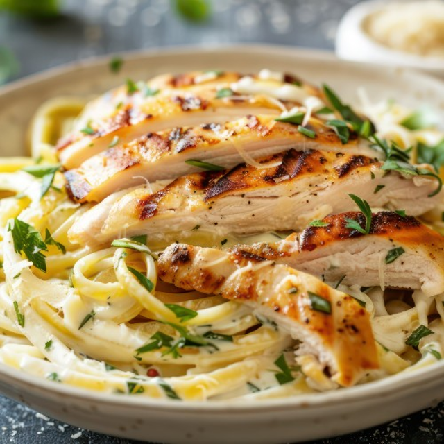 Baked Chicken Alfredo (Pasta).